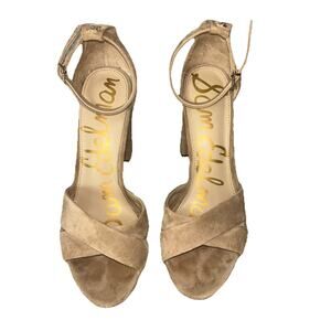 Sam Edelman Sandals Womens Sz 9 Tan Yancy Block Heel Ankle Strap Suede